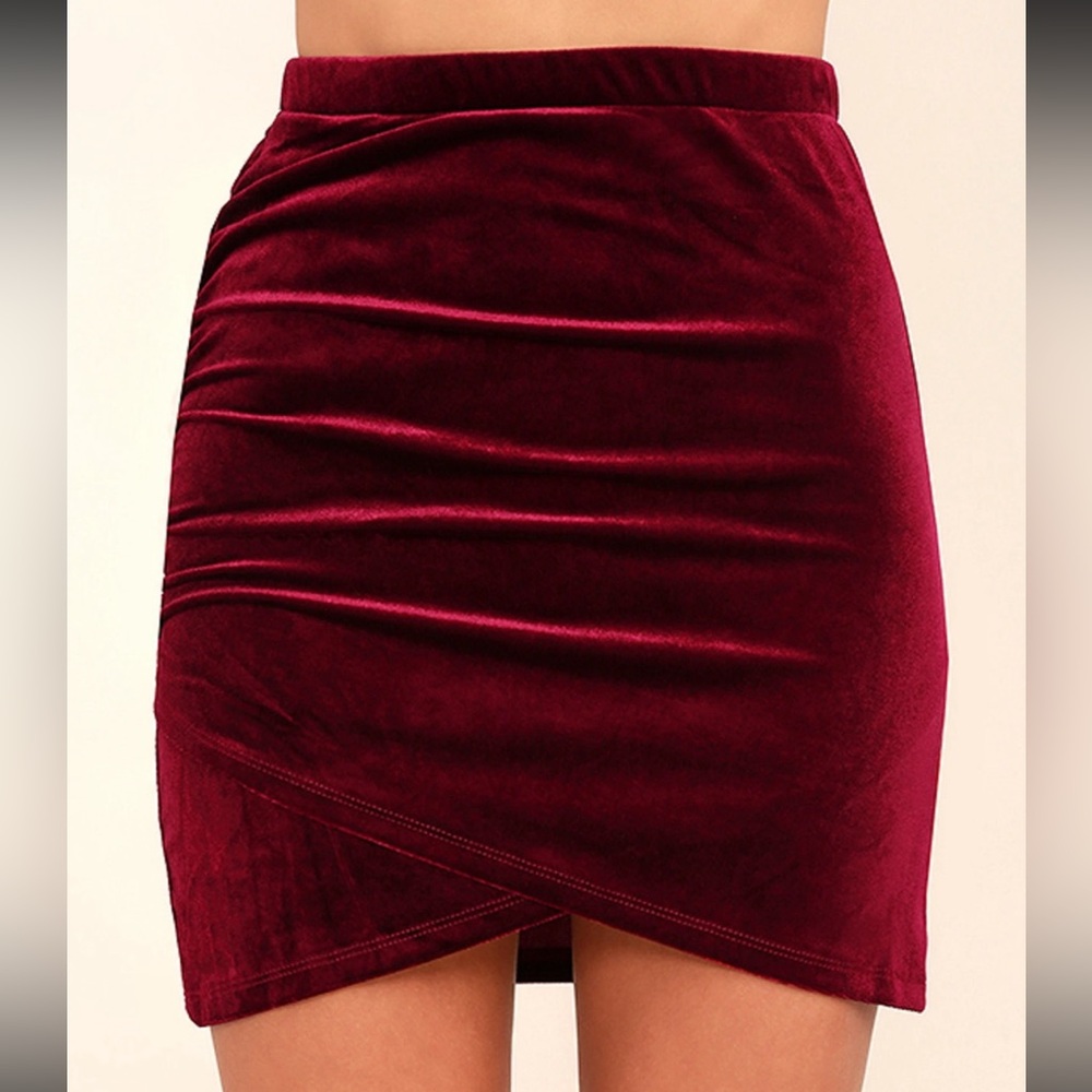 Lulus Burgundy Velvet Bodycon Mini Skirt Size S